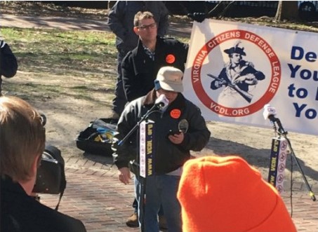 John
                        Bloom delivers speech at VCDL rally